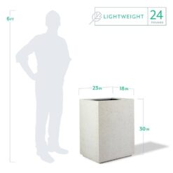 PolyStone Planters Cozumel Column 23 in. x 30 in. White Granite Composite Column Planter