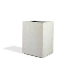 PolyStone Planters Cozumel Column 23 in. x 30 in. White Granite Composite Column Planter