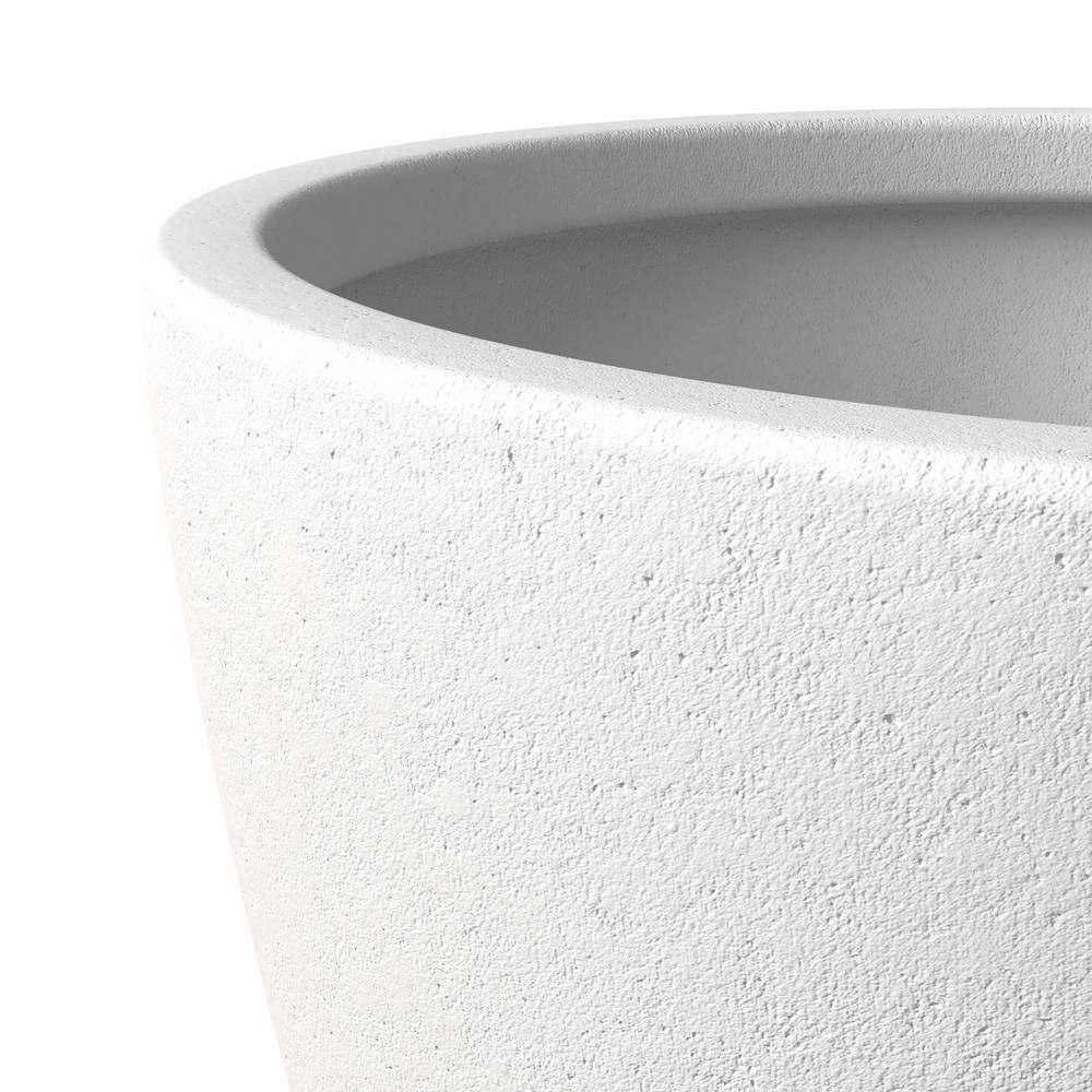 Leisuremod Dahlia Modern 21.5 in. White Fiberstone and Clay Tapered Round Planter for Indoor and Outdoor
