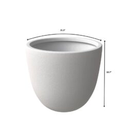 Leisuremod Dahlia Modern 21.5 in. White Fiberstone and Clay Tapered Round Planter for Indoor and Outdoor