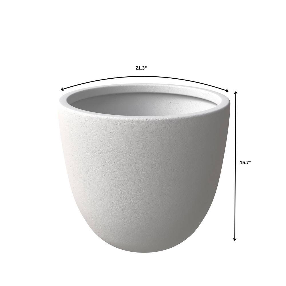 Leisuremod Dahlia Modern 21.5 in. White Fiberstone and Clay Tapered Round Planter for Indoor and Outdoor