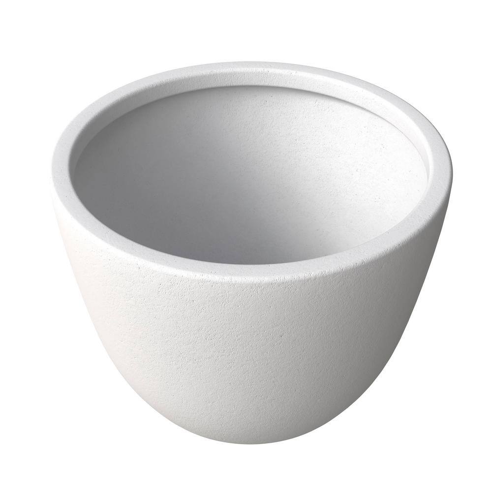 Leisuremod Dahlia Modern 21.5 in. White Fiberstone and Clay Tapered Round Planter for Indoor and Outdoor