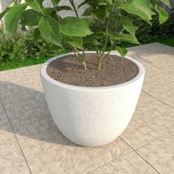 Leisuremod Dahlia Modern 21.5 in. White Fiberstone and Clay Tapered Round Planter for Indoor and Outdoor