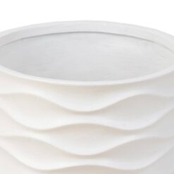 LuxenHome Waves Design MgO White Composite Decorative Pots (2-Pack)