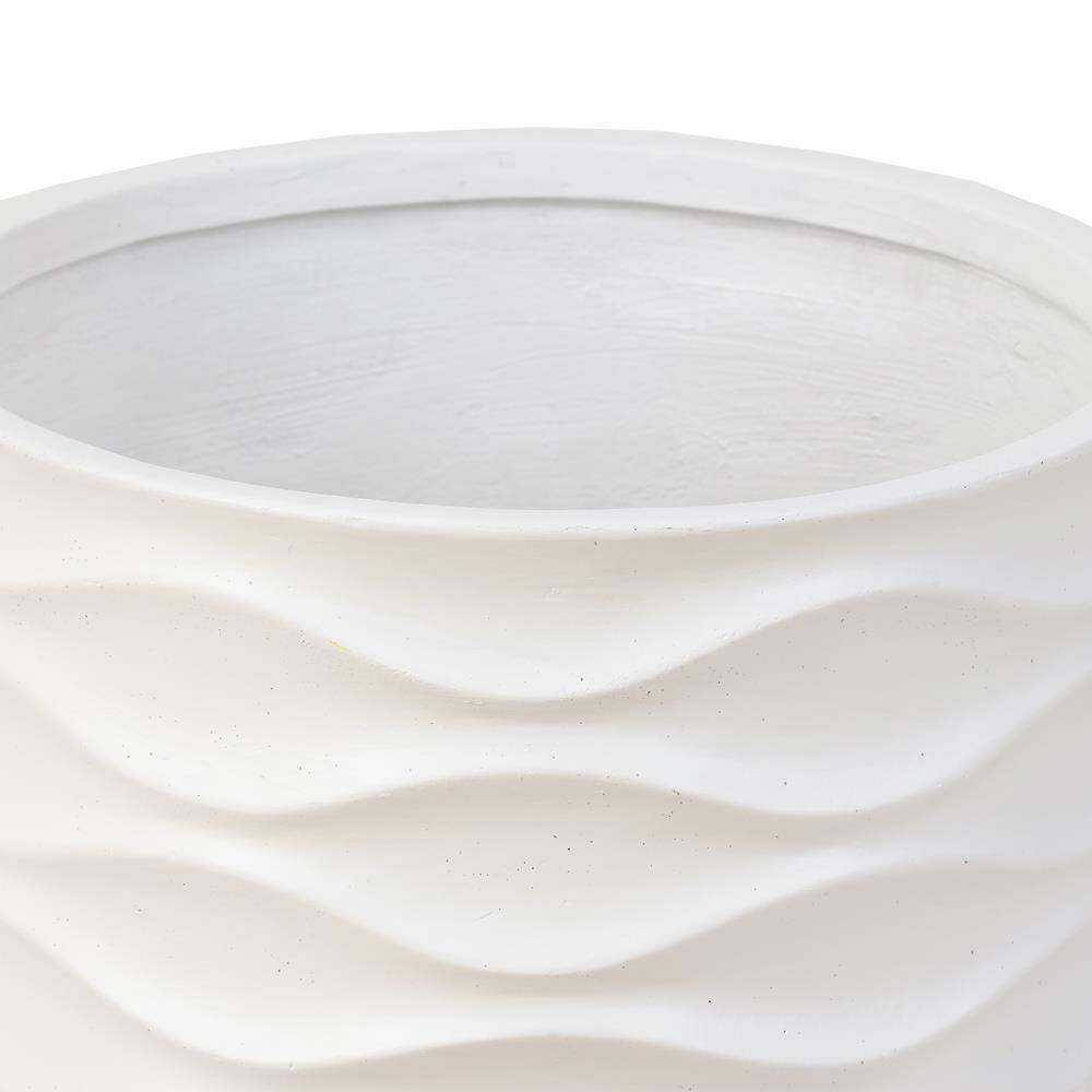 LuxenHome Waves Design MgO White Composite Decorative Pots (2-Pack)