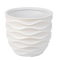 LuxenHome Waves Design MgO White Composite Decorative Pots (2-Pack)