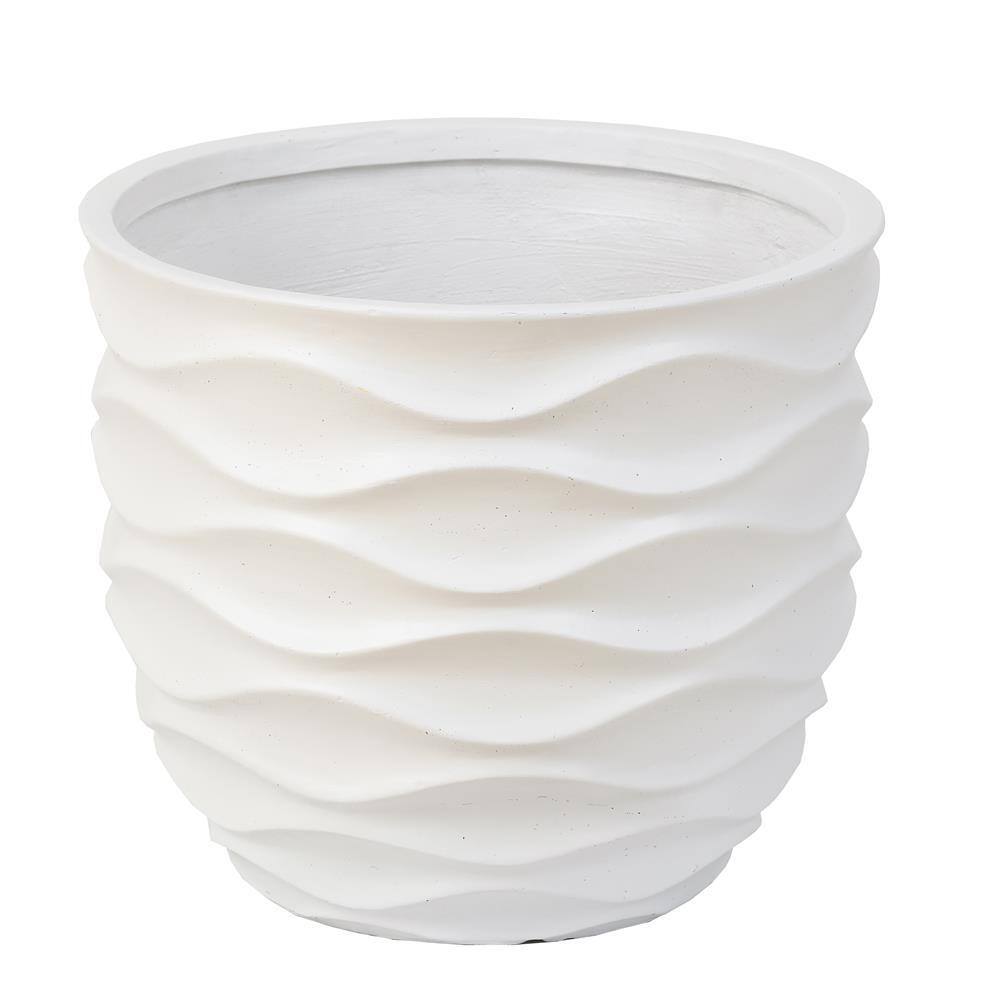 LuxenHome Waves Design MgO White Composite Decorative Pots (2-Pack)