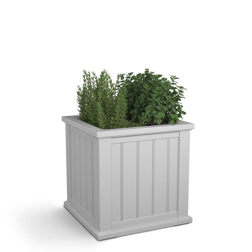Mayne Cape Cod 20 in Square Self-Watering White Polyethylene Planter