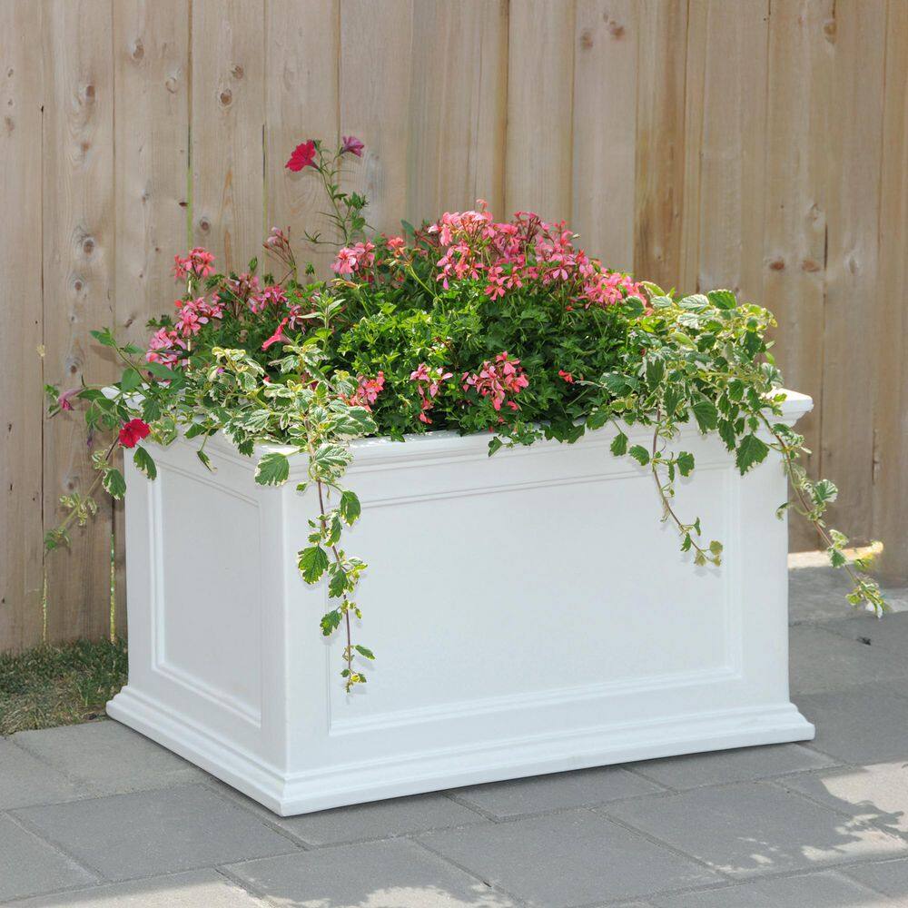 Mayne Fairfield 20 in. x 36 in. Self-Watering White Polyethylene Planter