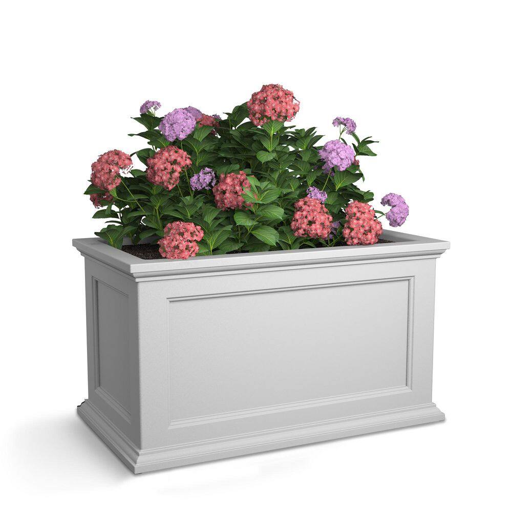 Mayne Fairfield 20 in. x 36 in. Self-Watering White Polyethylene Planter