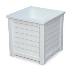 Mayne Lakeland 20in Square Self-Watering White Polyethylene Planter