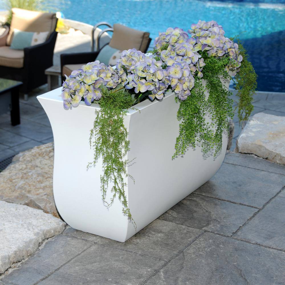 Mayne Valencia 36 in. x 16 in. x 22 in. White Long Polyethylene Planter