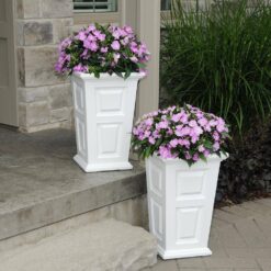 Mayne Wyndham 24 in. Tall Self-Watering White Resin Polyethylene Planter (2-Pack)