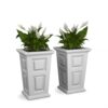 Mayne Wyndham 24 in. Tall Self-Watering White Resin Polyethylene Planter (2-Pack)