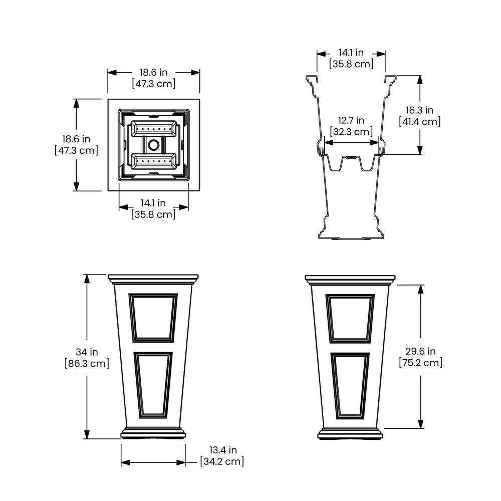 Mayne Fairfield 34 in. Tall Self-Watering White Polyethylene Planter