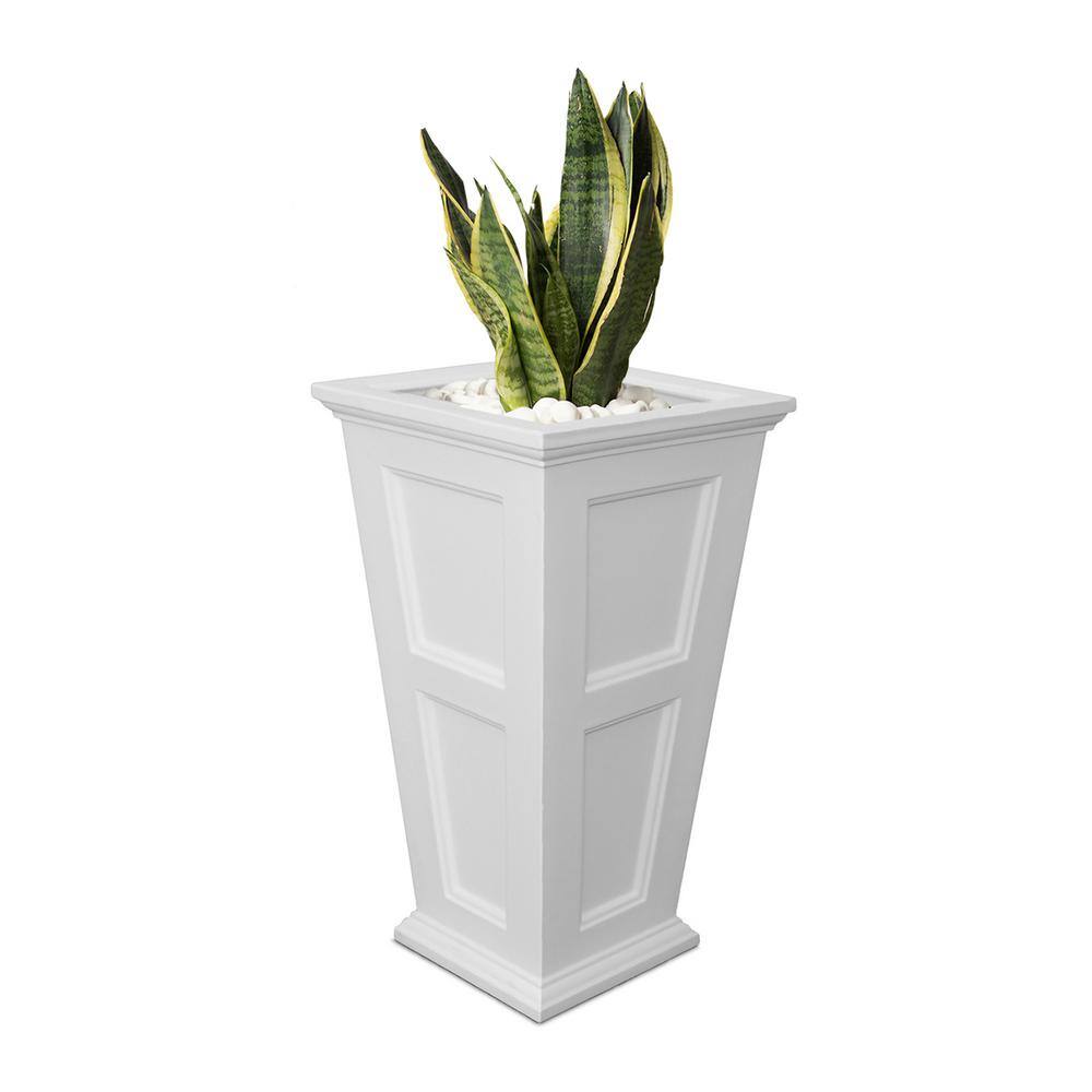 Mayne Fairfield 34 in. Tall Self-Watering White Polyethylene Planter