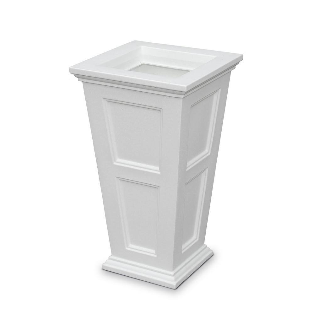 Mayne Fairfield 34 in. Tall Self-Watering White Polyethylene Planter