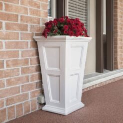 Mayne Fairfield 34 in. Tall Self-Watering White Polyethylene Planter