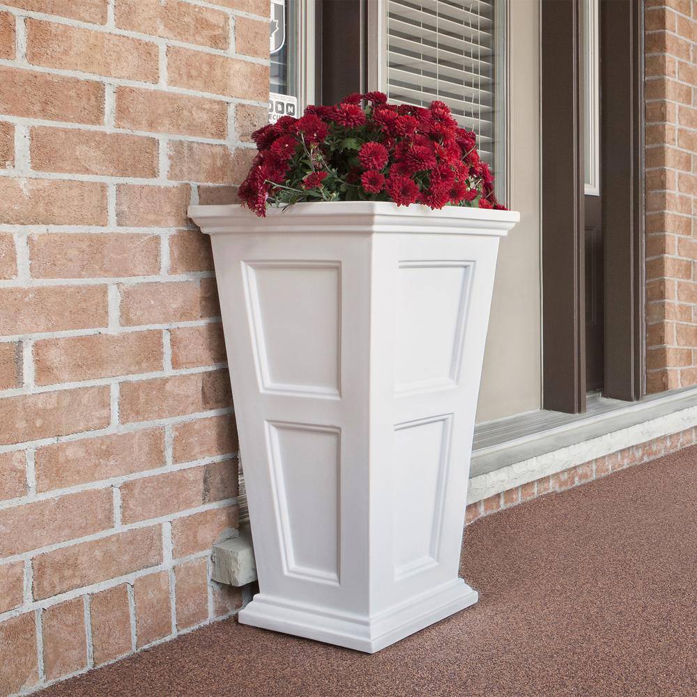 Mayne Fairfield 34 in. Tall Self-Watering White Polyethylene Planter