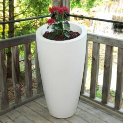 Mayne Modesto 42 in. Round White Polyethylene Planter