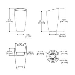 Mayne Modesto 42 in. Round White Polyethylene Planter
