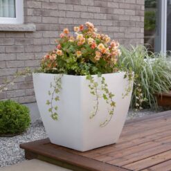 Mayne Kobi 24 in. x 24 in. White Polyethylene Self-Watering Planter