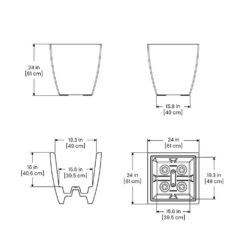 Mayne Kobi 24 in. x 24 in. White Polyethylene Self-Watering Planter