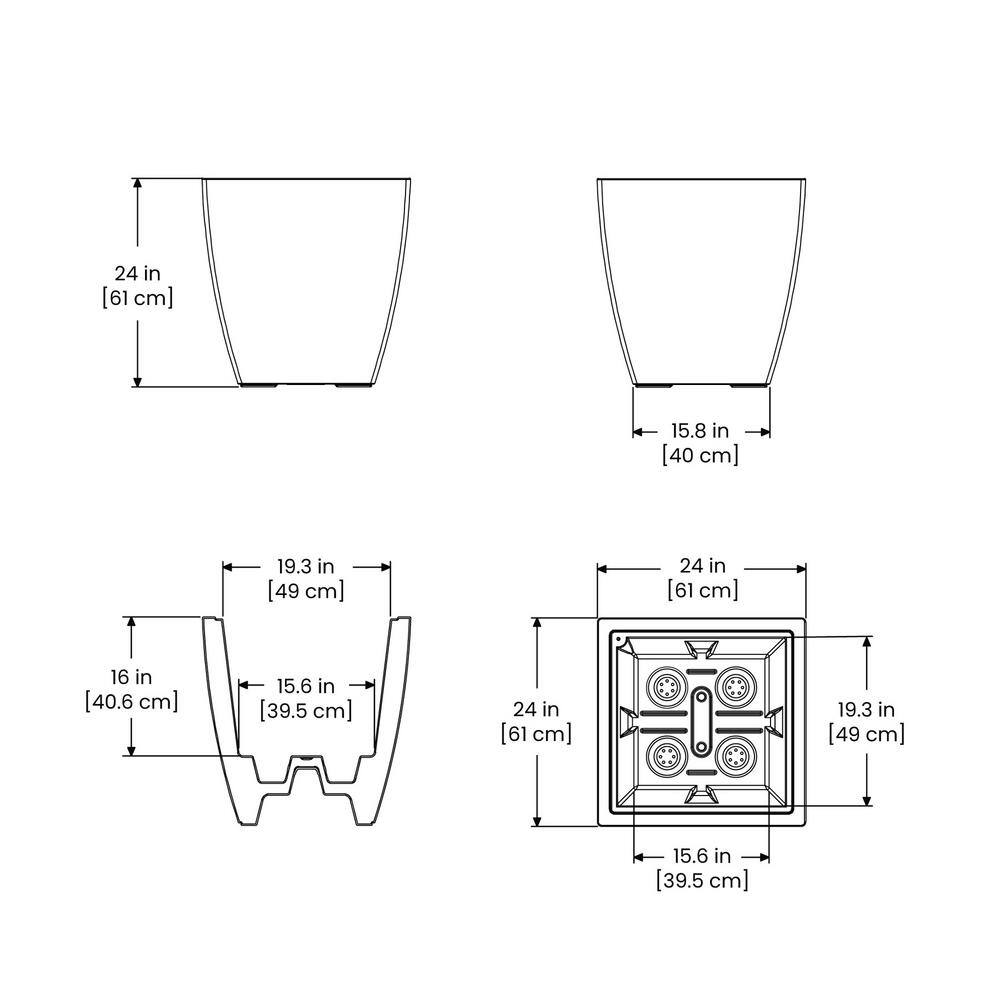 Mayne Kobi 24 in. x 24 in. White Polyethylene Self-Watering Planter