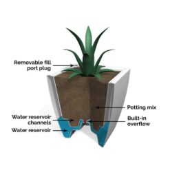 Mayne Kobi 24 in. x 24 in. White Polyethylene Self-Watering Planter