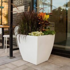 Mayne Kobi 24 in. x 24 in. White Polyethylene Self-Watering Planter