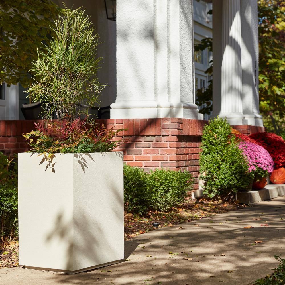 PolyStone Planters Cozumel Column 23 in. x 30 in. White Composite Planter
