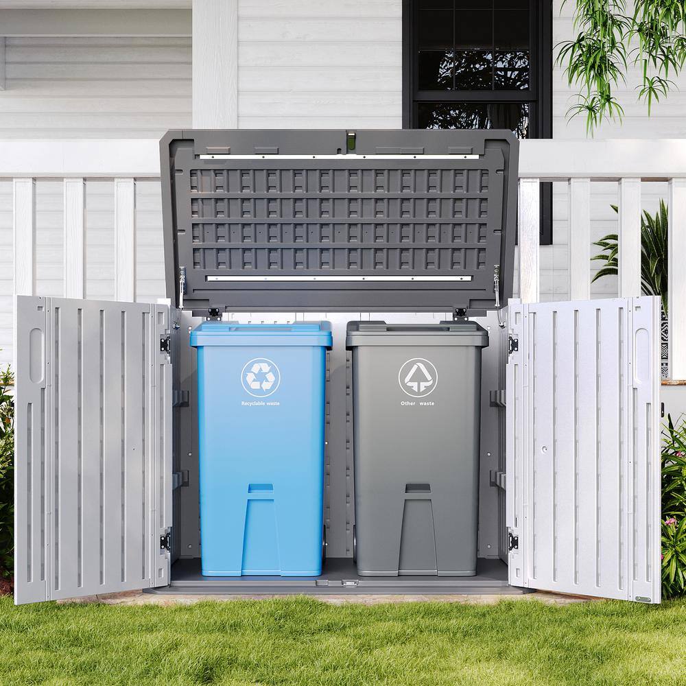 Sizzim 52 in. W x 28.3 in. D x 39 in. H White PE Horizontal Outdoor Storage Cabinet