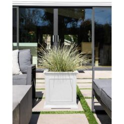 Veradek Brixton Series 20 in. Cube White Plastic Planter