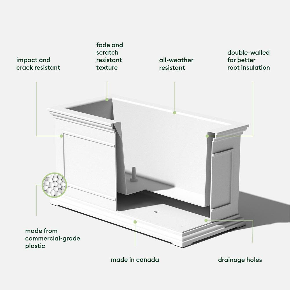 Veradek Brixton Series 33 in. L White Plastic Planter