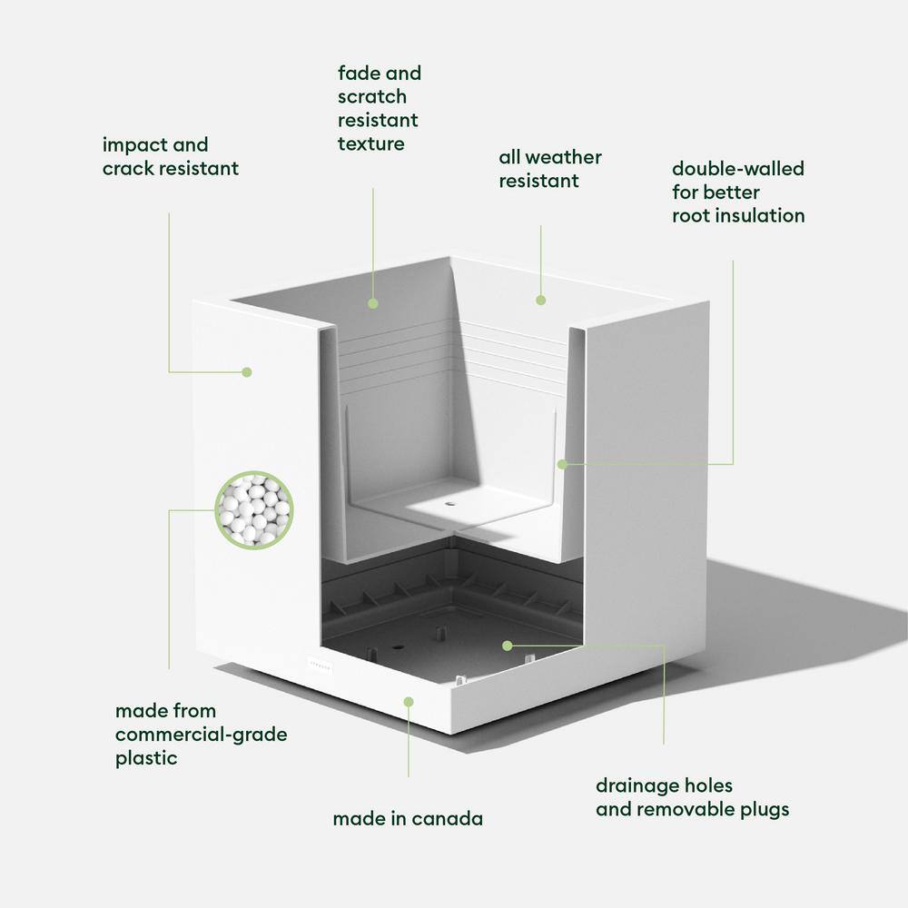 Veradek Cube 22 in. Square White Plastic Planter