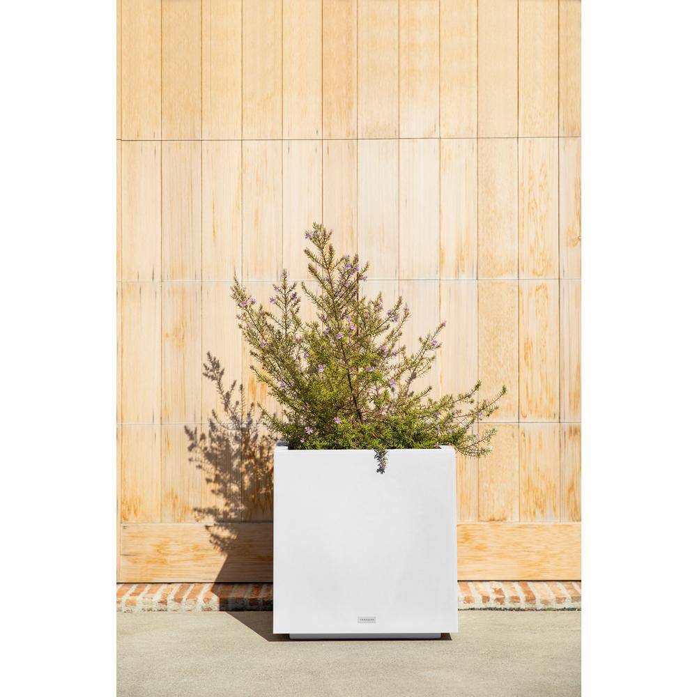 Veradek Cube 22 in. Square White Plastic Planter