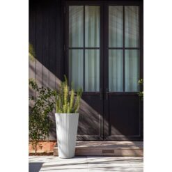 Veradek Demi 26 in. Round White Plastic Tall Planter (2 Pack)
