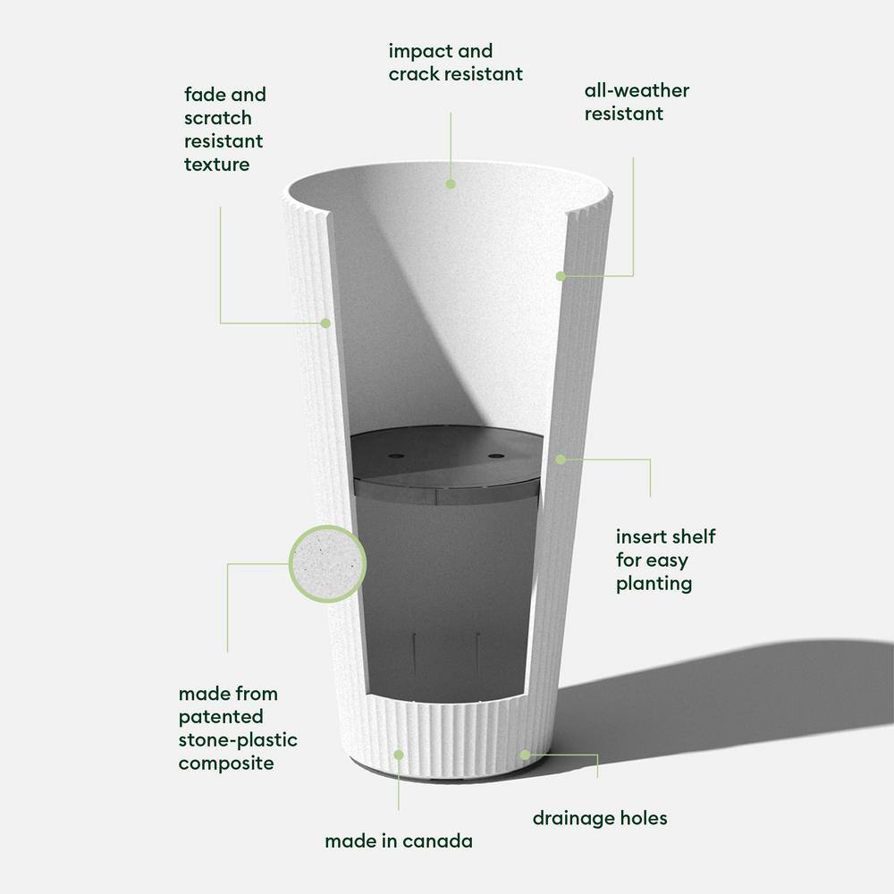 Veradek Demi 26 in. Round White Plastic Tall Planter (2 Pack)