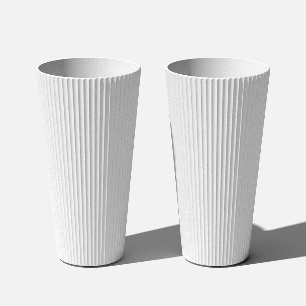Veradek Demi 26 in. Round White Plastic Tall Planter (2 Pack)
