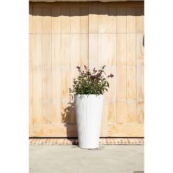 Veradek Demi 26 in. Round White Plastic Tall Planter (2 Pack)