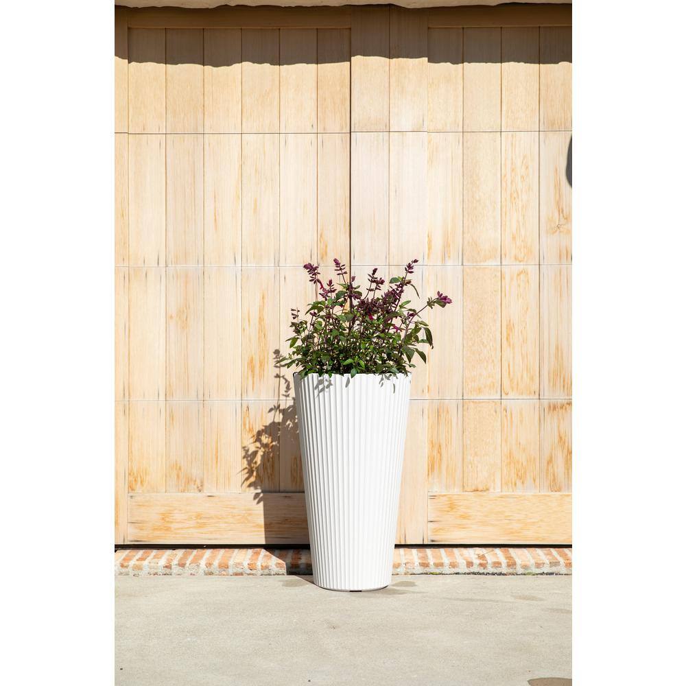 Veradek Demi 26 in. Round White Plastic Tall Planter (2 Pack)