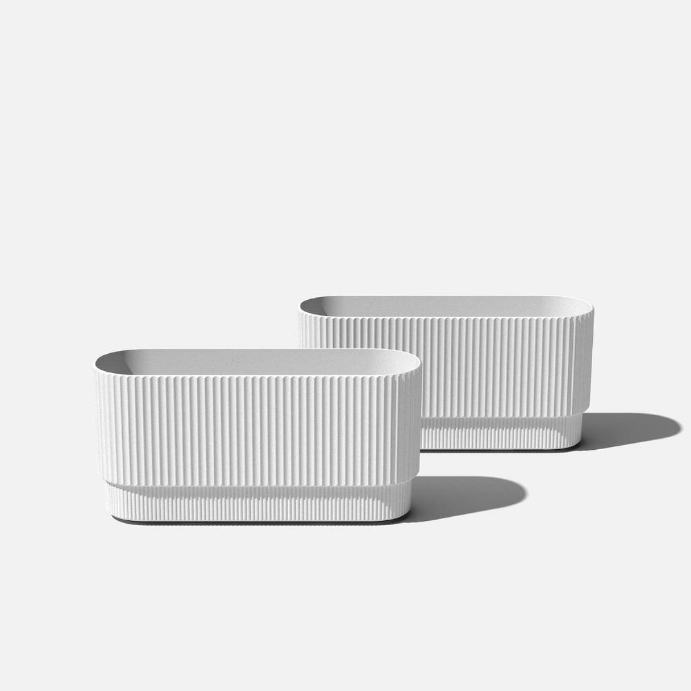 Veradek Demi 30 in. Rectangular White Plastic Long Planter (2-Pack)