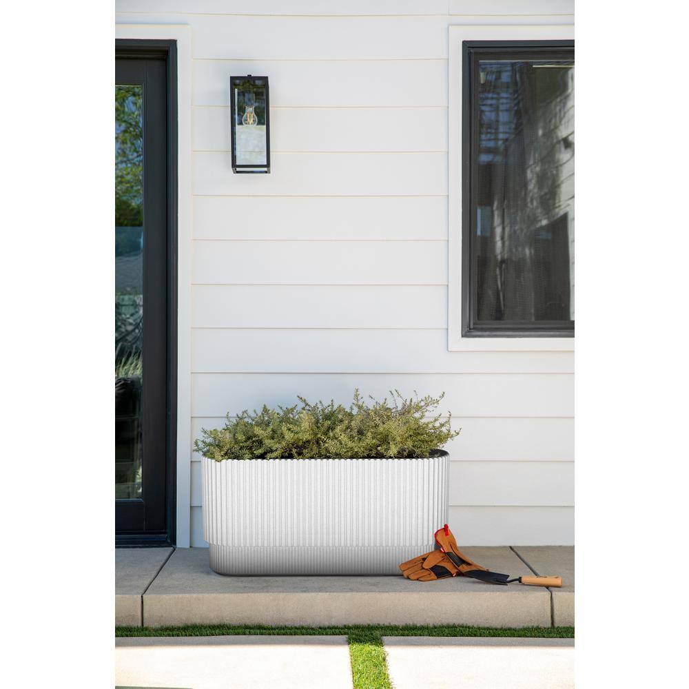 Veradek Demi 30 in. Rectangular White Plastic Long Planter (2-Pack)