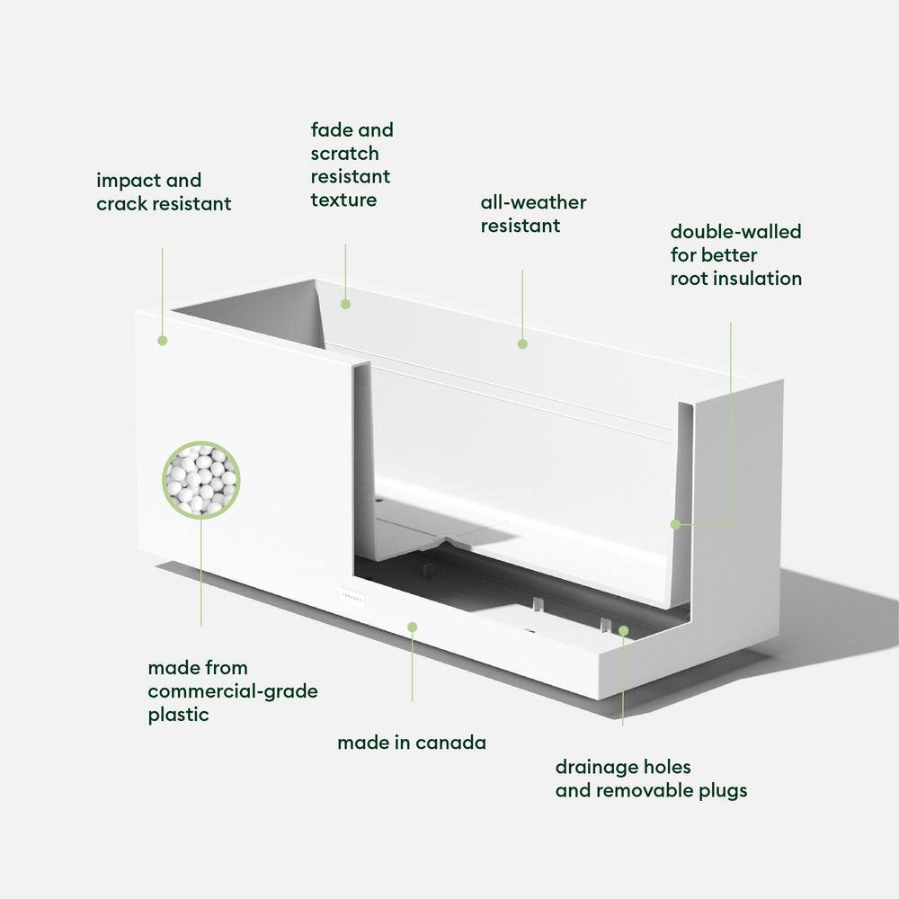 Veradek Long Box 38 in. White Plastic Rectangular Planter