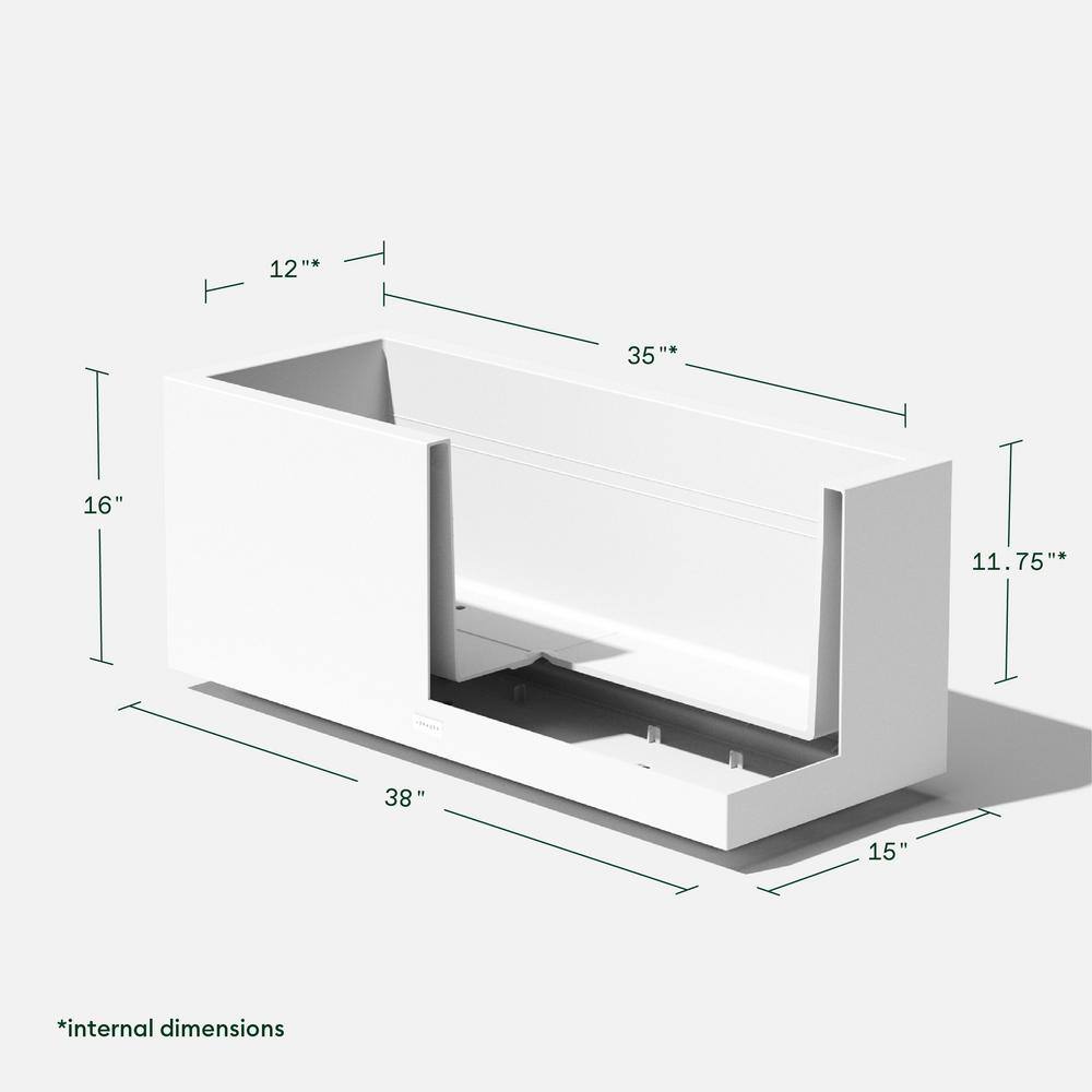 Veradek Long Box 38 in. White Plastic Rectangular Planter