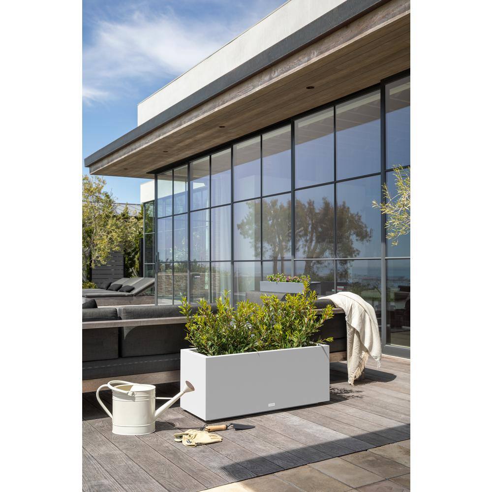 Veradek Long Box 38 in. White Plastic Rectangular Planter