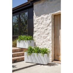 Veradek Long Box 38 in. White Plastic Rectangular Planter