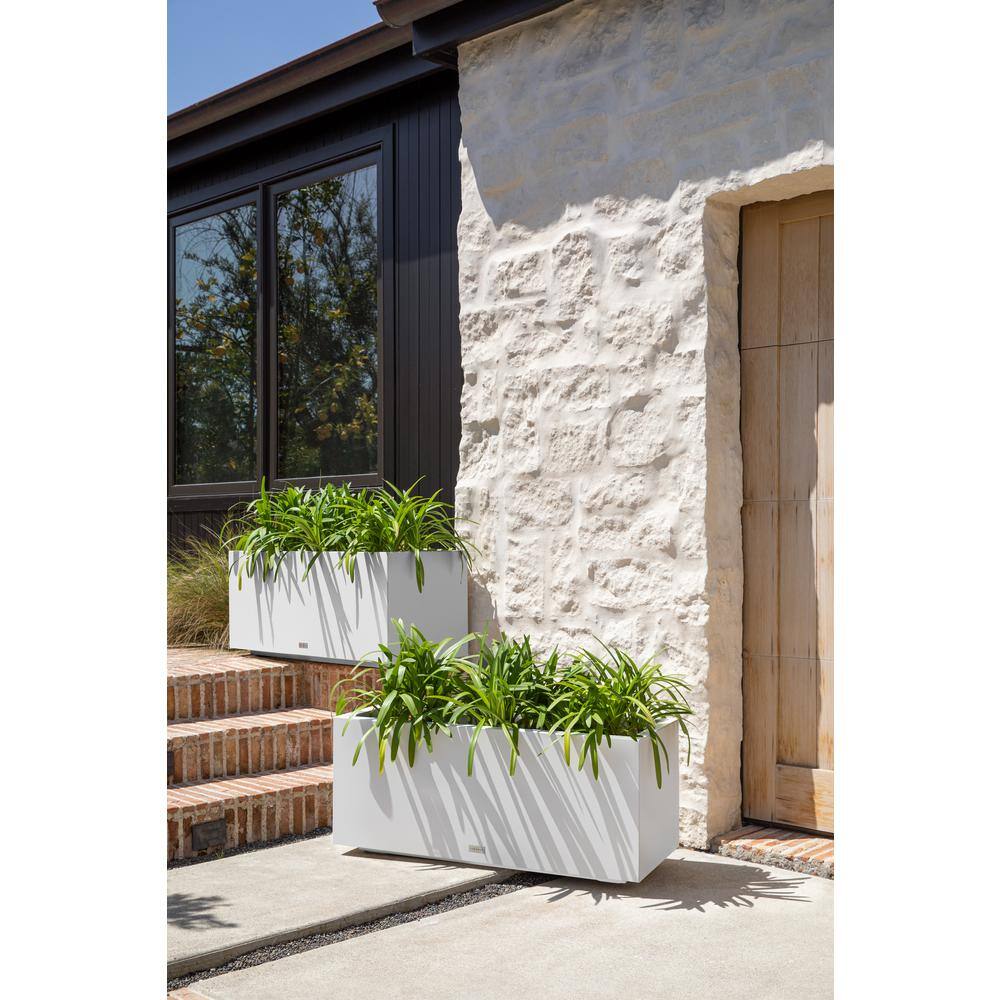 Veradek Long Box 38 in. White Plastic Rectangular Planter