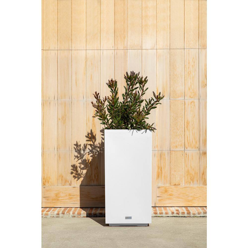 Veradek Block Series Pedestal 32 in. Tall White Plastic Planter