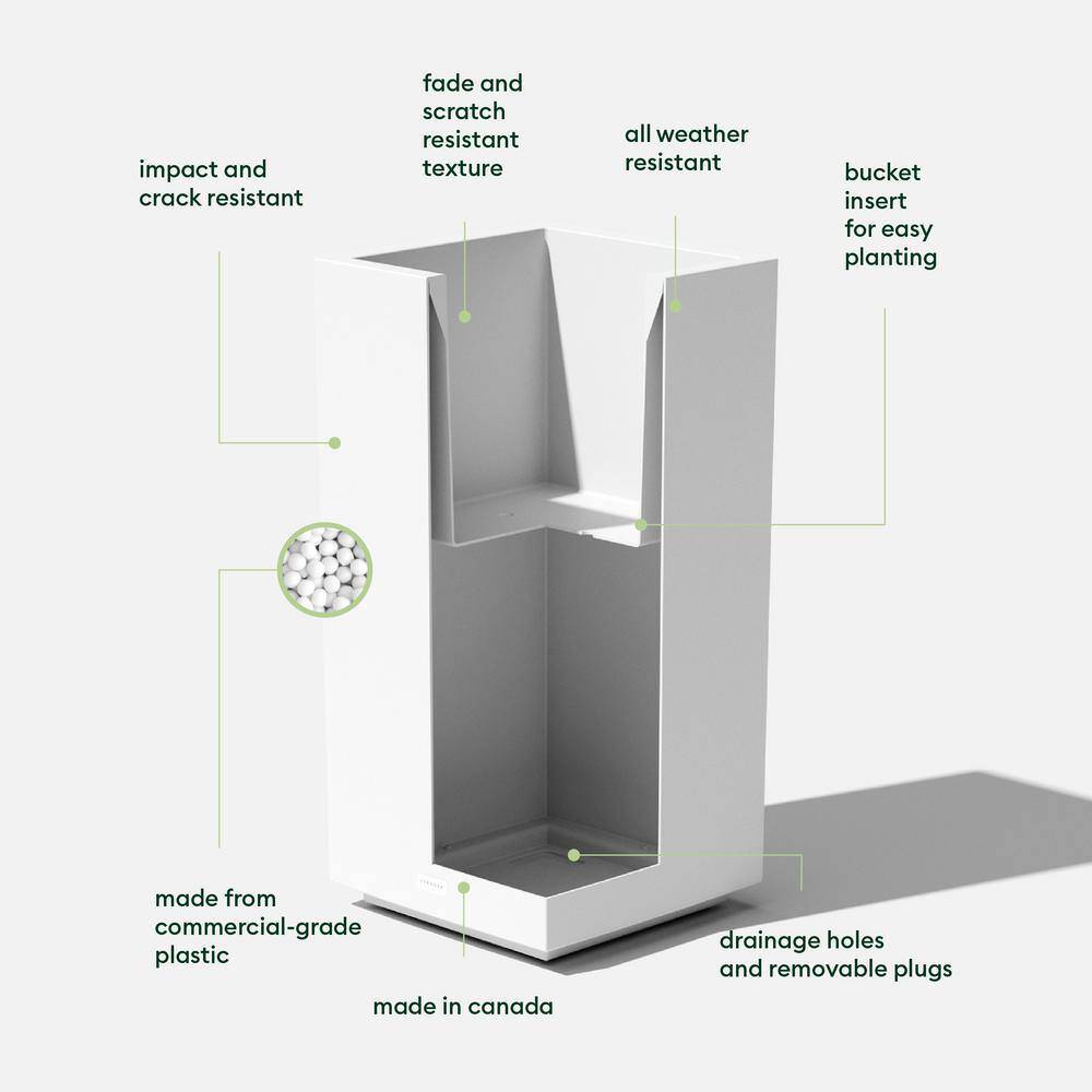 Veradek Block Series Pedestal 32 in. Tall White Plastic Planter